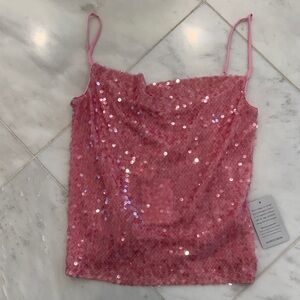 WAYF Pink Sequin Camisole Top